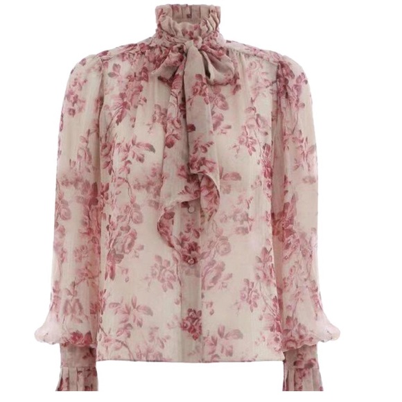 Zimmermann Tops - NWT Zimmermann Unbridled Tie Neck Blouse